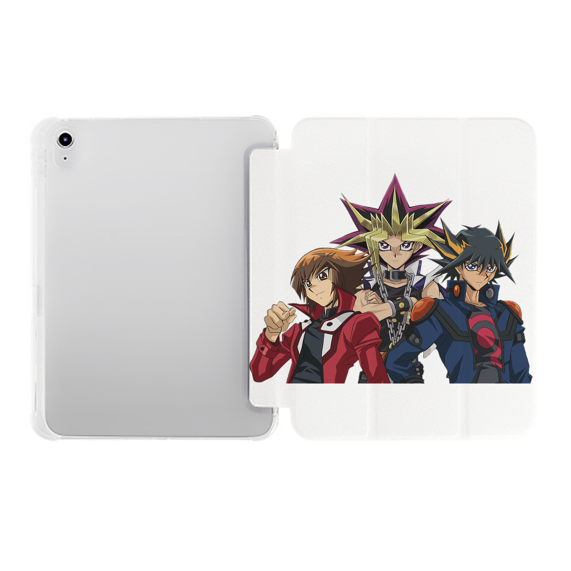 （画像用） 遊☆戯☆王 Yu-Gi-Oh! IPad ケース ペン収納付き 三つ折りスタンド PUレザー×シリコン 対応機種9.5/10.5/10.9インチ